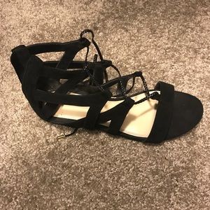 Black lace up sandals - only worn once!